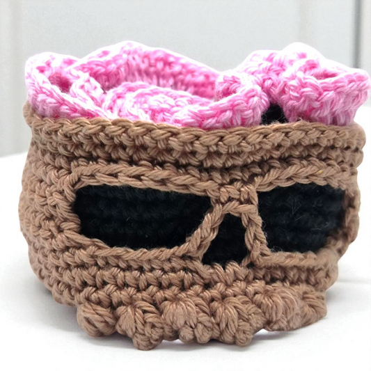 Set Tête de Mort & Cerveau au Crochet 🖤Dessous de Verre Uniques