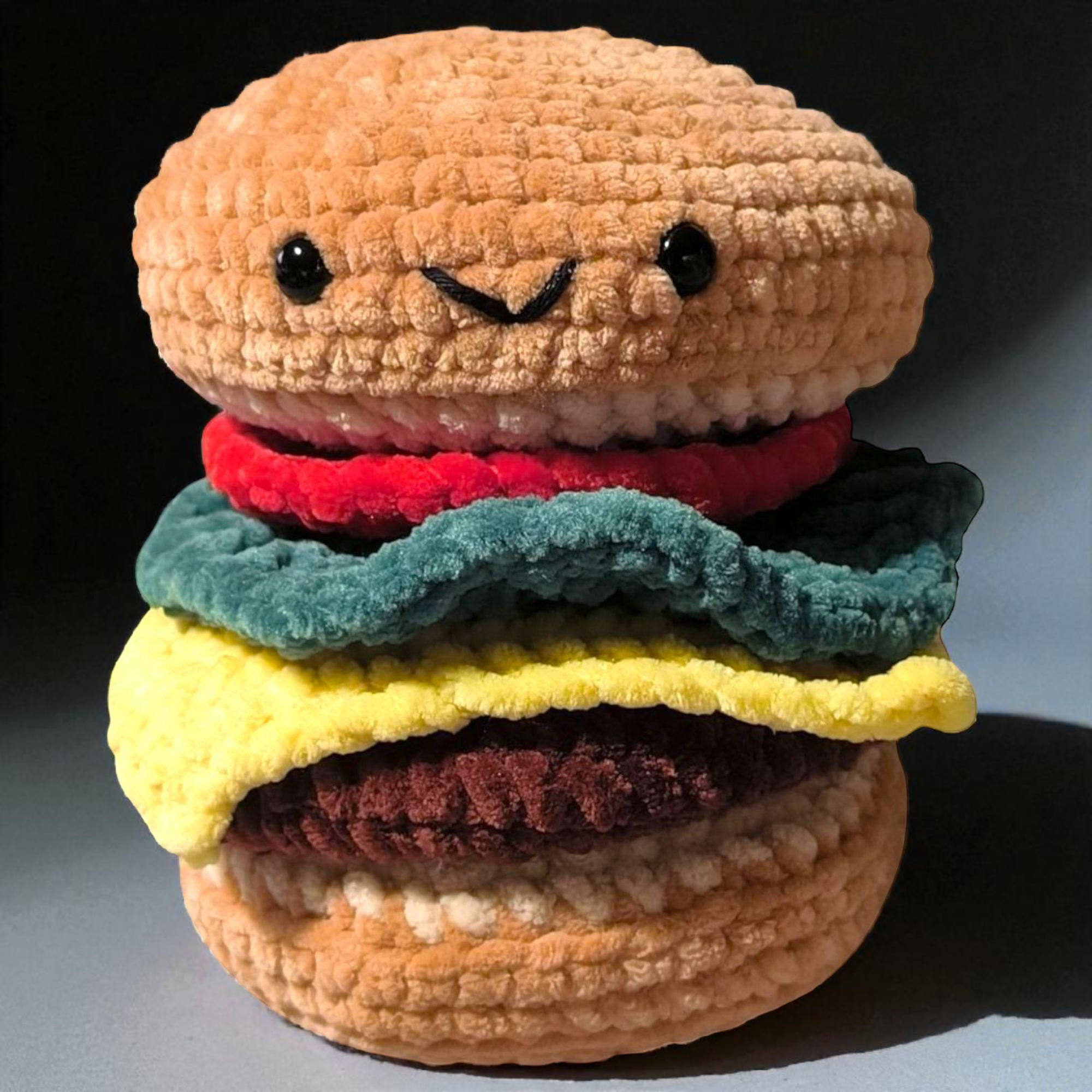 Burger Kawaii au Crochet 🖤 Fait main